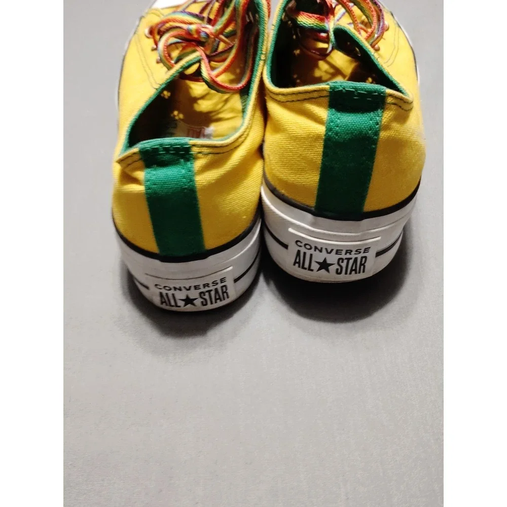 Converse All Star Low Top WM8/M6 UNISEX‎ Yellow Rainbow Wedding Shoes Sneakers - Picture 8 of 9
